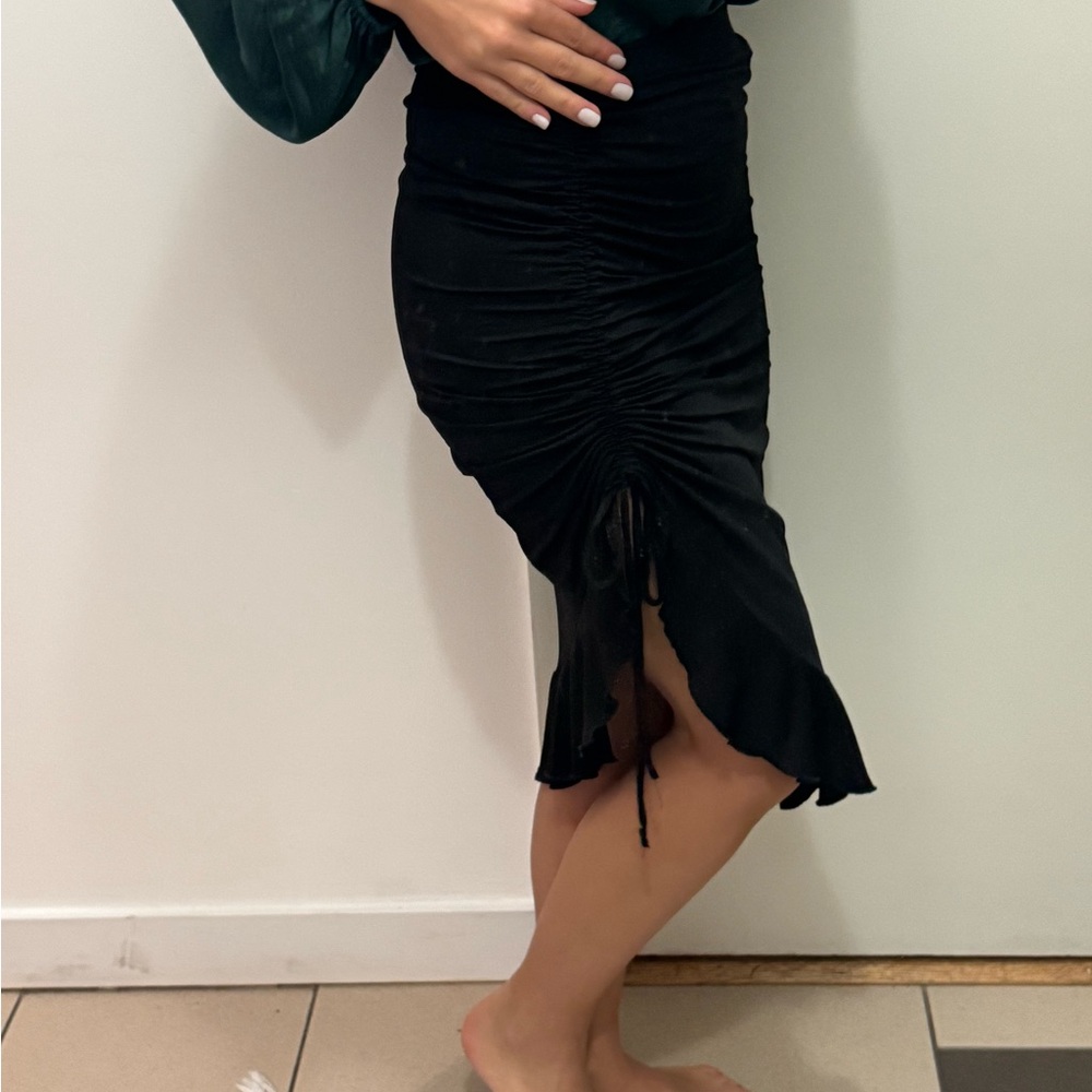 Forever 21 Black Ruched Pencil Skirt